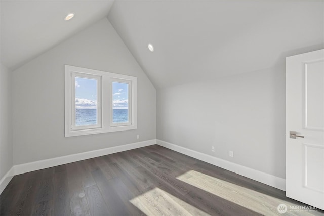 581 Marine Dr, Point Roberts, WA 98281 - bonus room with baseboards, vaulted ceiling, wood finished floors, and recessed lighting