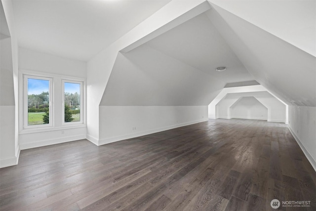 581 Marine Dr, Point Roberts, WA 98281 - bonus room featuring lofted ceiling, baseboards, and dark wood-style flooring