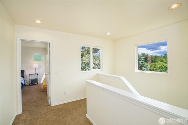 1304 H Ave, Anacortes, WA 98221 - corridor featuring recessed lighting, carpet, baseboards, and an upstairs landing