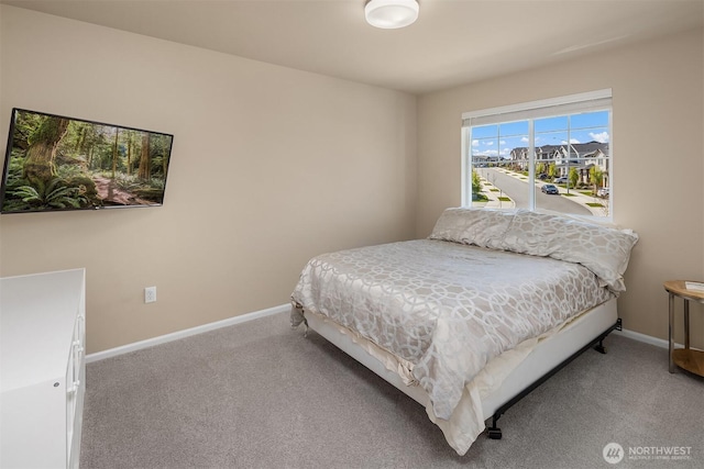 bedroom with baseboards and carpet floors