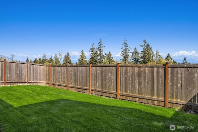 view of yard featuring a fenced backyard