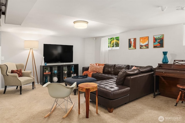 living room featuring carpet