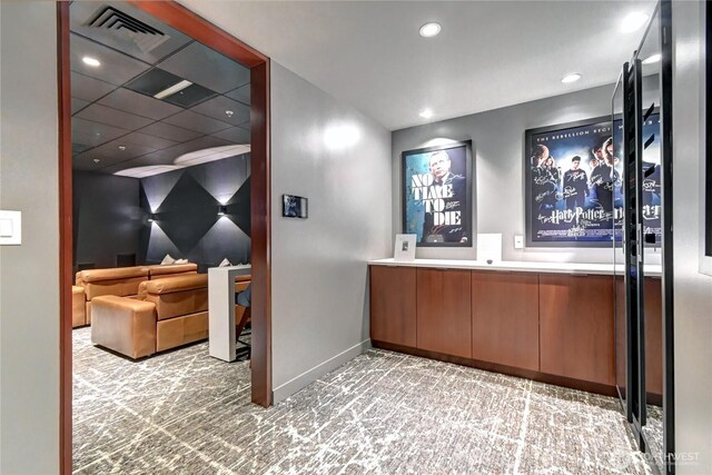 500 106th Ave NE Unit 3109, Bellevue, WA 98004 - bar with baseboards, carpet flooring, visible vents, and recessed lighting