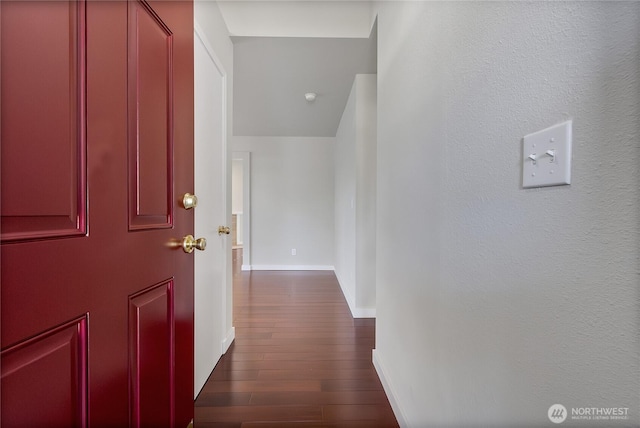 2322 157th Street Ct E, Tacoma, WA 98445 - hallway featuring baseboards and dark wood-style flooring
