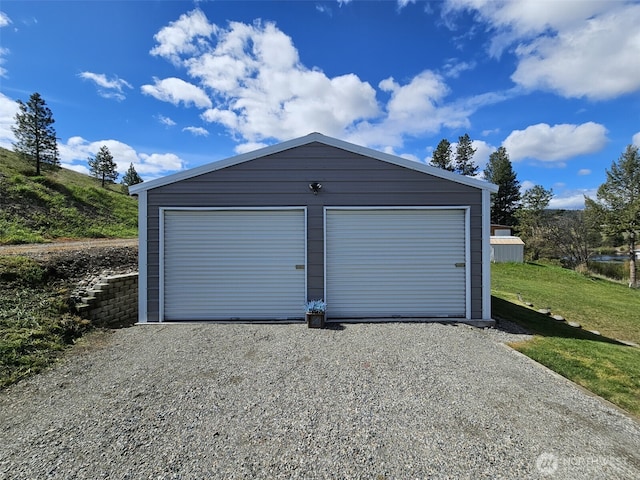 view of detached garage