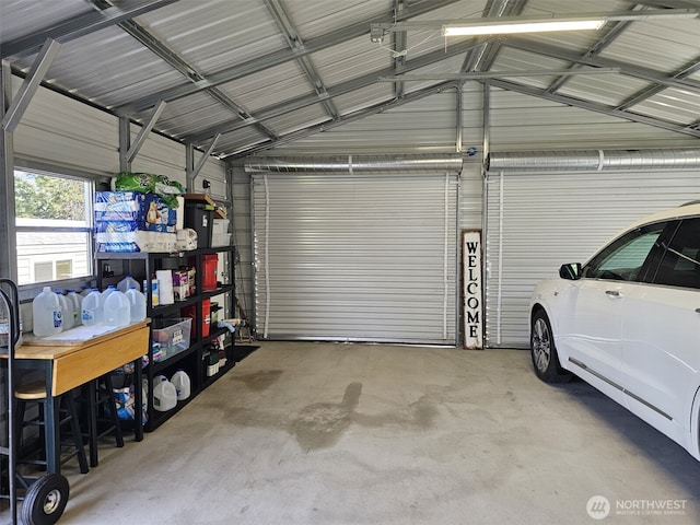 garage featuring metal wall