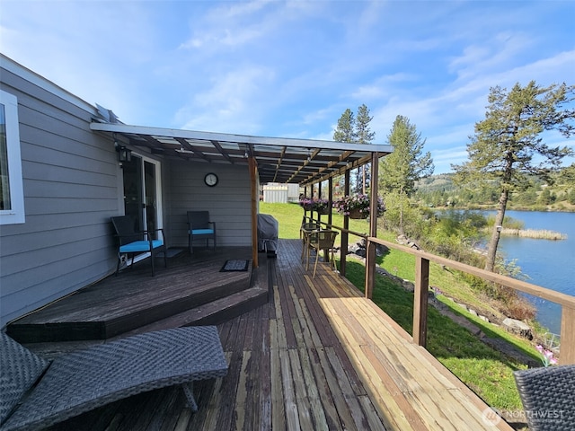 7 Bremner Ln, Republic, WA 99166 - wooden terrace with a water view and a yard