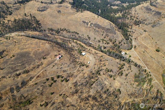 birds eye view of property featuring a rural view