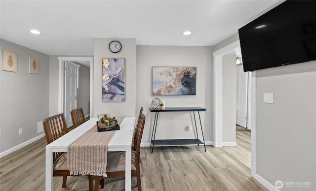 4204 Letitia Ave S, Seattle, WA 98118 - dining area with baseboards, light wood-type flooring, and recessed lighting