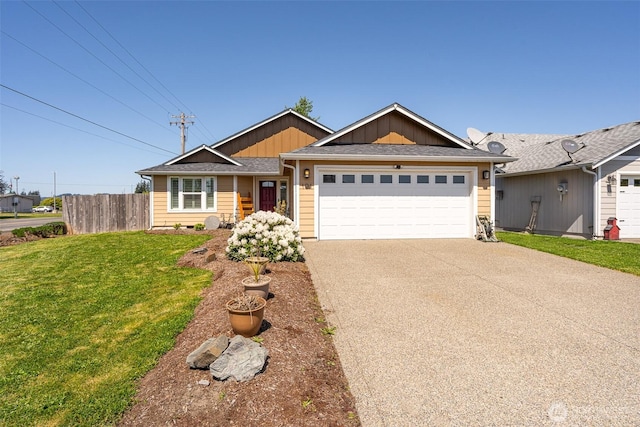 101 Holloway Dr, Chehalis, WA 98532 - single story home featuring an attached garage, fence, a front lawn, board and batten siding, and driveway