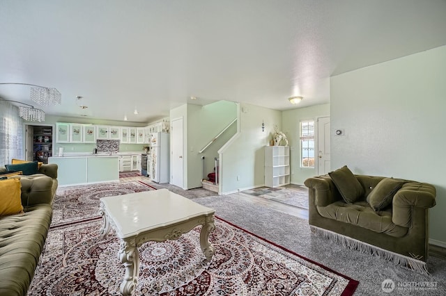 29685 129th Pl SE, Auburn, WA 98092 - living room featuring light carpet and stairs