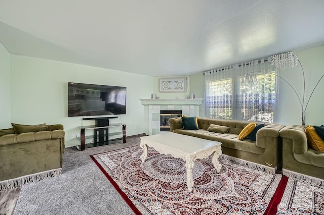 29685 129th Pl SE, Auburn, WA 98092 - living area with a tile fireplace and carpet flooring