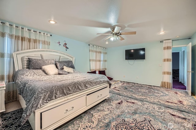29685 129th Pl SE, Auburn, WA 98092 - bedroom featuring recessed lighting, a ceiling fan, and carpet floors