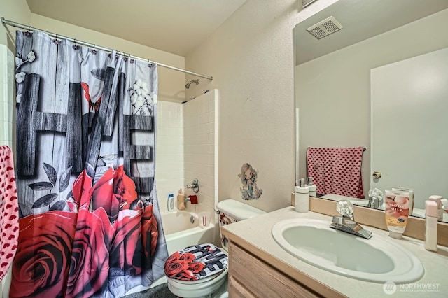 29685 129th Pl SE, Auburn, WA 98092 - full bathroom with toilet, shower / tub combo with curtain, visible vents, and vanity