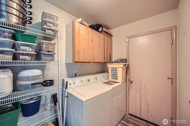 29685 129th Pl SE, Auburn, WA 98092 - laundry room with separate washer and dryer, cabinet space, and wood finished floors