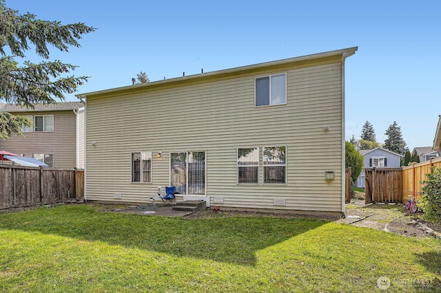 29685 129th Pl SE, Auburn, WA 98092 - back of house featuring a lawn, entry steps, and a fenced backyard