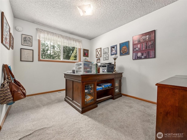27709 293rd Ave SE, Ravensdale, WA 98051 - office area featuring carpet flooring, a textured ceiling, and baseboards