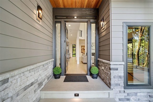 17720 SE 63rd Pl, Bellevue, WA 98006 - doorway to property with stone siding