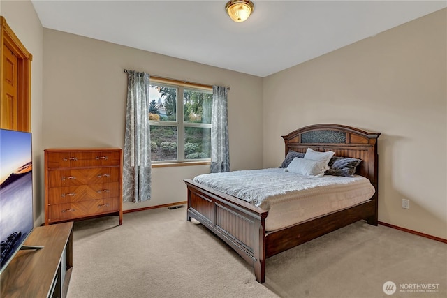 6725 Mirror Ct SE, Olympia, WA 98513 - bedroom with visible vents, baseboards, and light carpet