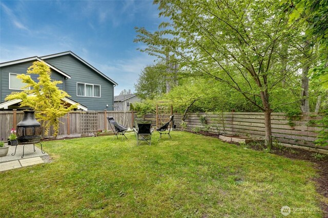 view of yard featuring a fenced backyard