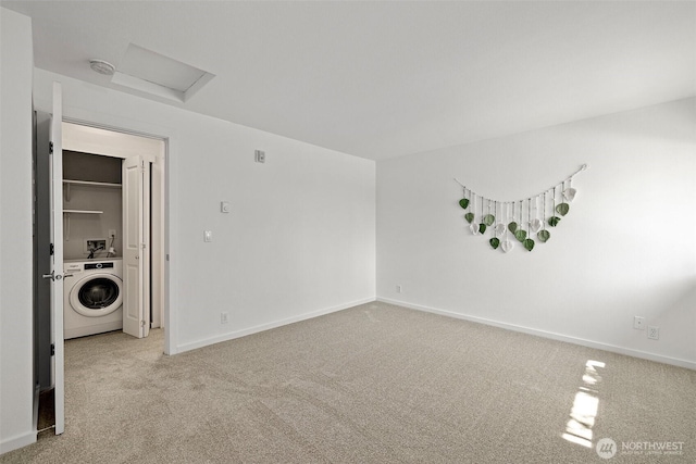 15415 35th Ave W Unit C304, Lynnwood, WA 98087 - unfurnished room featuring attic access, baseboards, light colored carpet, and washer / dryer