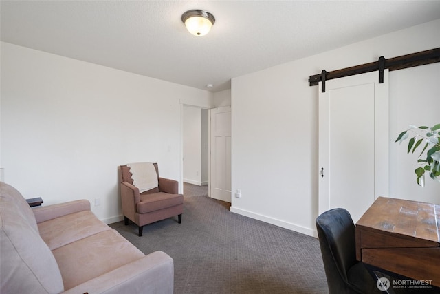 17908 NE 391st St, Amboy, WA 98601 - interior space featuring carpet, a barn door, and baseboards