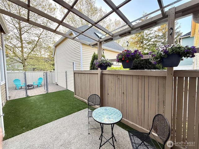 view of patio / terrace featuring a pergola