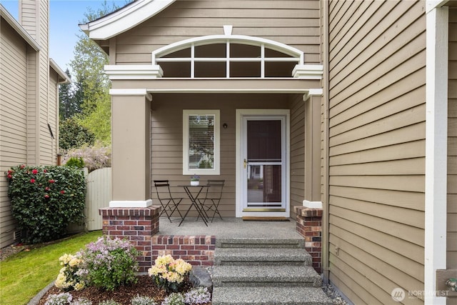 property entrance with a porch