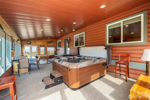 27 Scenic Dr, Brewster, WA 98812 - view of patio featuring an indoor hot tub, french doors, and outdoor dining area