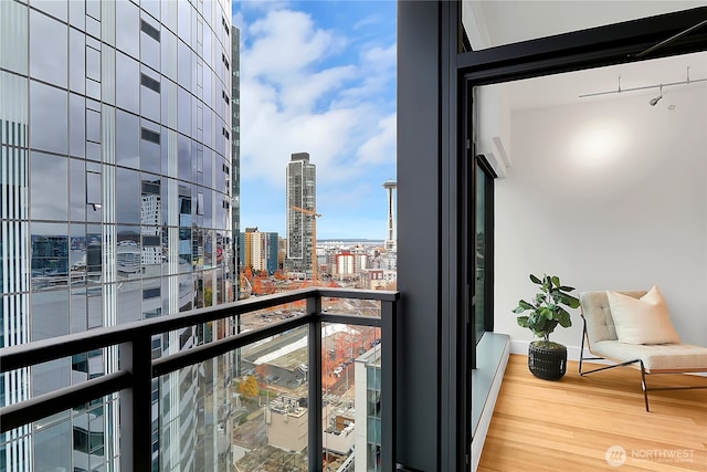 balcony with a view of city