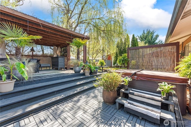 9811 NE 152nd Ave, Vancouver, WA 98682 - wooden terrace with fence and a hot tub