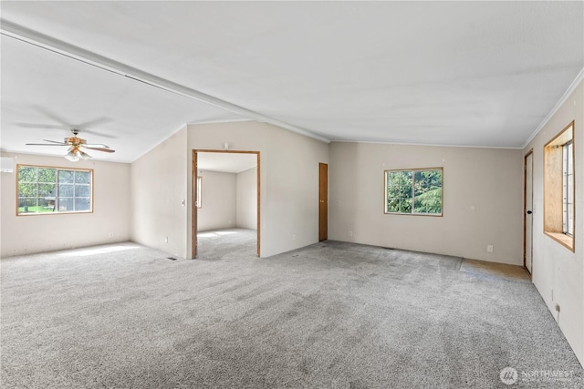 9811 NE 152nd Ave, Vancouver, WA 98682 - carpeted empty room with ceiling fan, lofted ceiling, and ornamental molding