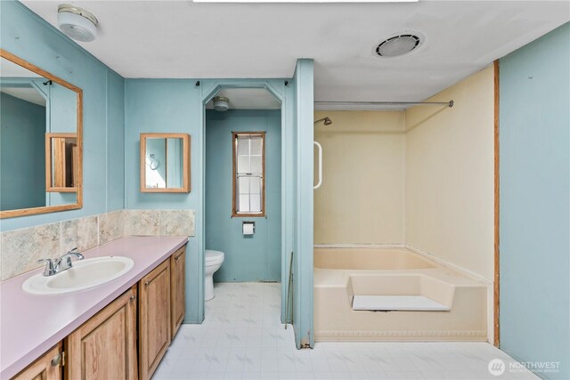 9811 NE 152nd Ave, Vancouver, WA 98682 - bathroom with shower / bathtub combination, vanity, and toilet