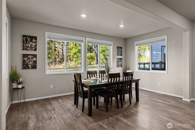 32832 SE Stevens St, Black Diamond, WA 98010 - dining area with baseboards, recessed lighting, and wood finished floors