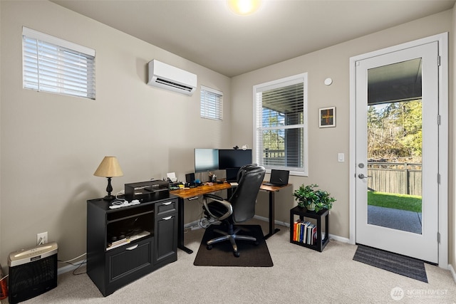 32832 SE Stevens St, Black Diamond, WA 98010 - home office featuring plenty of natural light, baseboards, a wall mounted AC, and light colored carpet