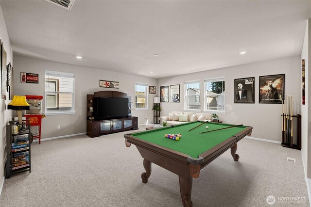 32832 SE Stevens St, Black Diamond, WA 98010 - recreation room featuring carpet floors, a healthy amount of sunlight, and billiards