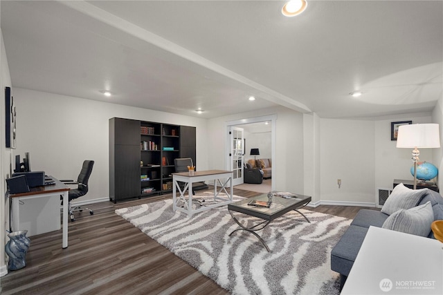 7501 Stinson Ave, Gig Harbor, WA 98335 - living area with baseboards, wood finished floors, and recessed lighting