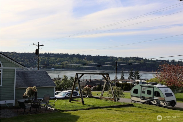 4182 Scatchet View Dr, Clinton, WA 98236 - view of yard with a wooded view and a water view