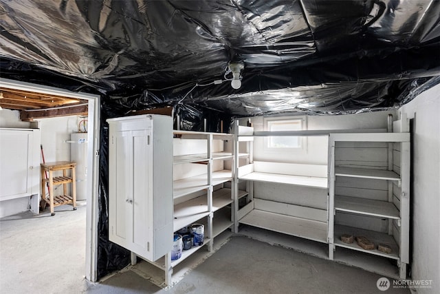 basement with water heater