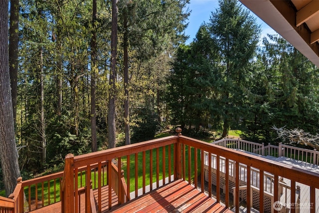deck with a yard