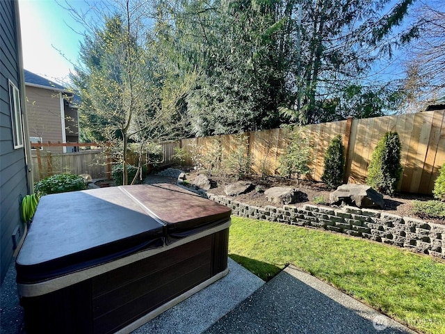 18126 SE 246th St, Covington, WA 98042 - view of yard with a fenced backyard and a hot tub