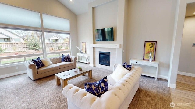 308 Chardonnay Ct, Walla Walla, WA 99362 - living area with baseboards, a healthy amount of sunlight, and high vaulted ceiling