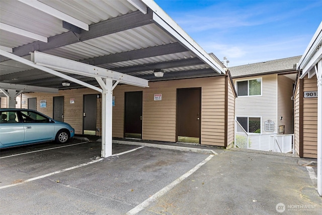 view of covered parking lot