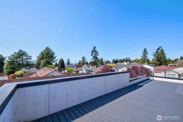 deck with a residential view