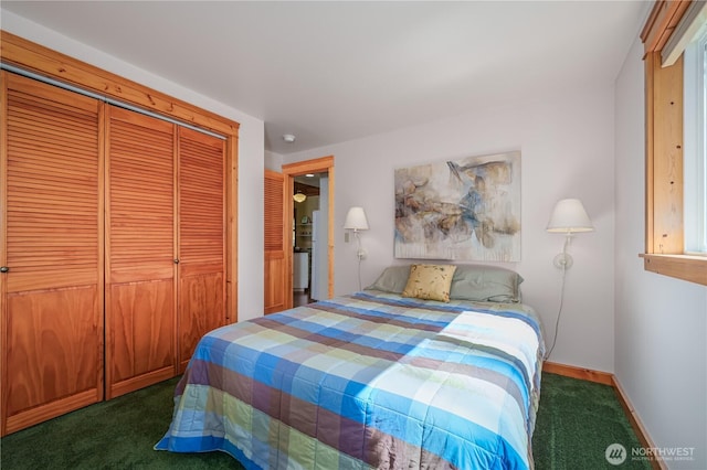 12916 91st Street Ct, Anderson Island, WA 98303 - bedroom with dark carpet and a closet