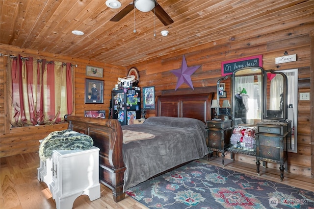 bedroom featuring wooden ceiling and wood finished floors