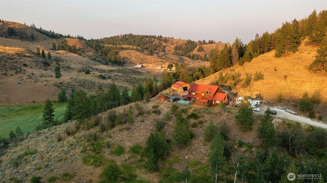 birds eye view of property with a rural view