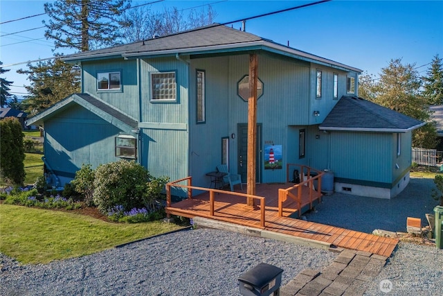 5201 Hyada Blvd NE, Tacoma, WA 98422 - back of property with a deck and a shingled roof