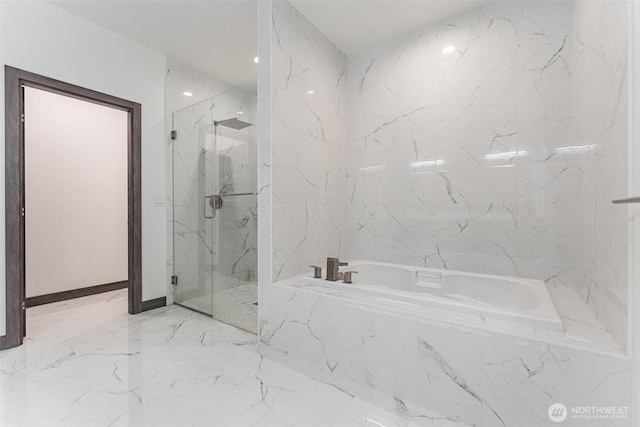 43 Rocky Ridge Dr, Bellingham, WA 98229 - full bath featuring a bath, a marble finish shower, and marble finish floor