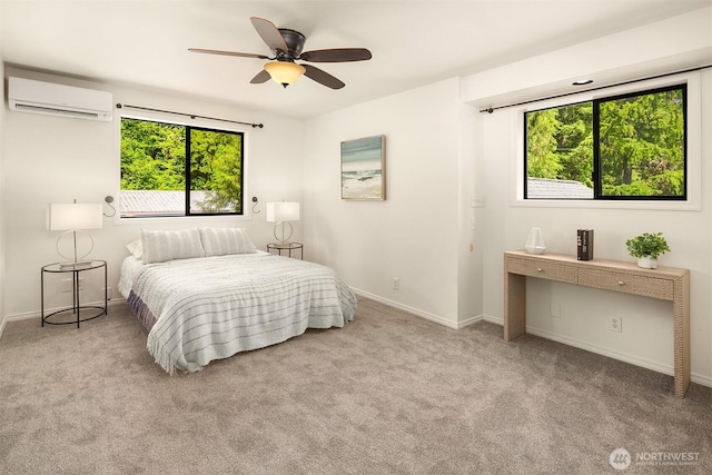 26032 5th Ave NE, Arlington, WA 98223 - carpeted bedroom featuring an AC wall unit and a ceiling fan